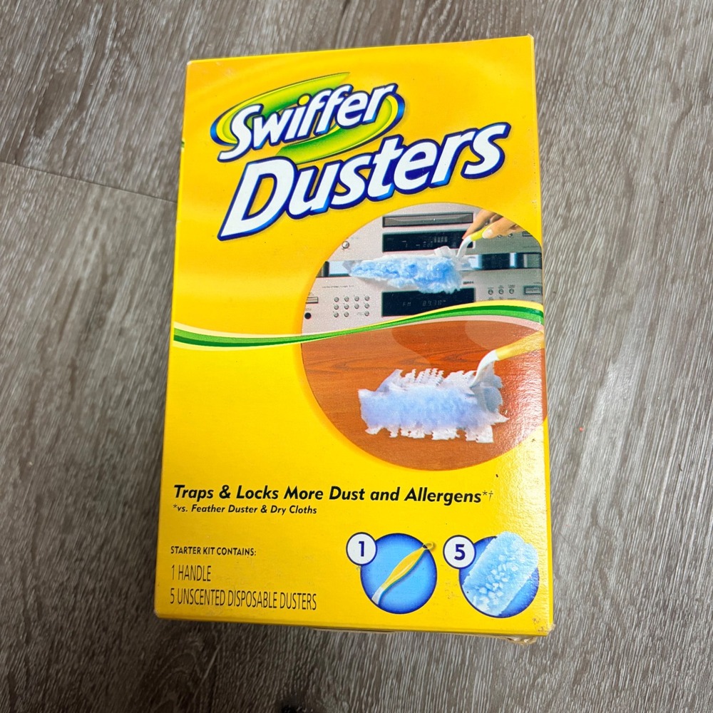 Swiffer Dusters Starter Kit 1 Handle and 5 Unscented Disposable Dusters Blue